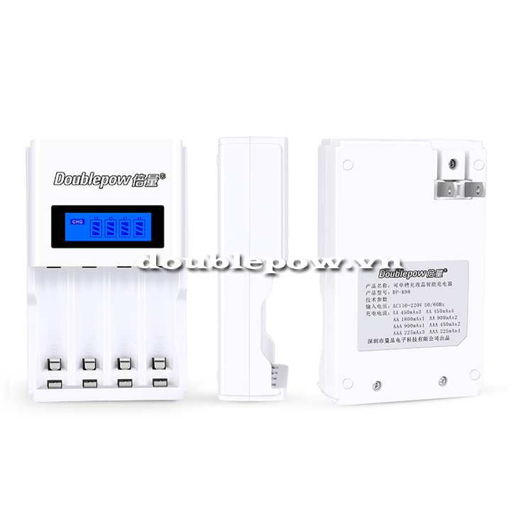 Bộ sạc nhanh 4 pin tiểu pin đũa AA-AAA Doublepow DP-K98