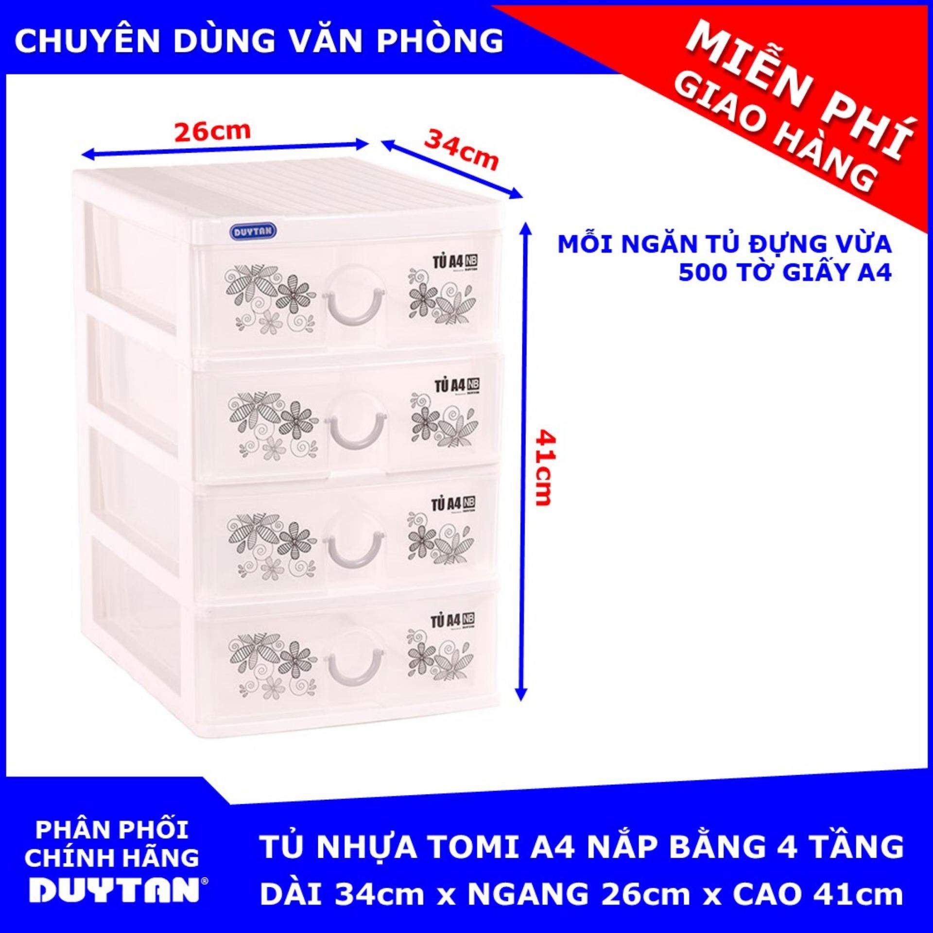 Tủ nhựa Duy Tân TOMI A4 NB 4 tầng (Trắng)  chuyên dụng đựng vừa khổ giấy A4