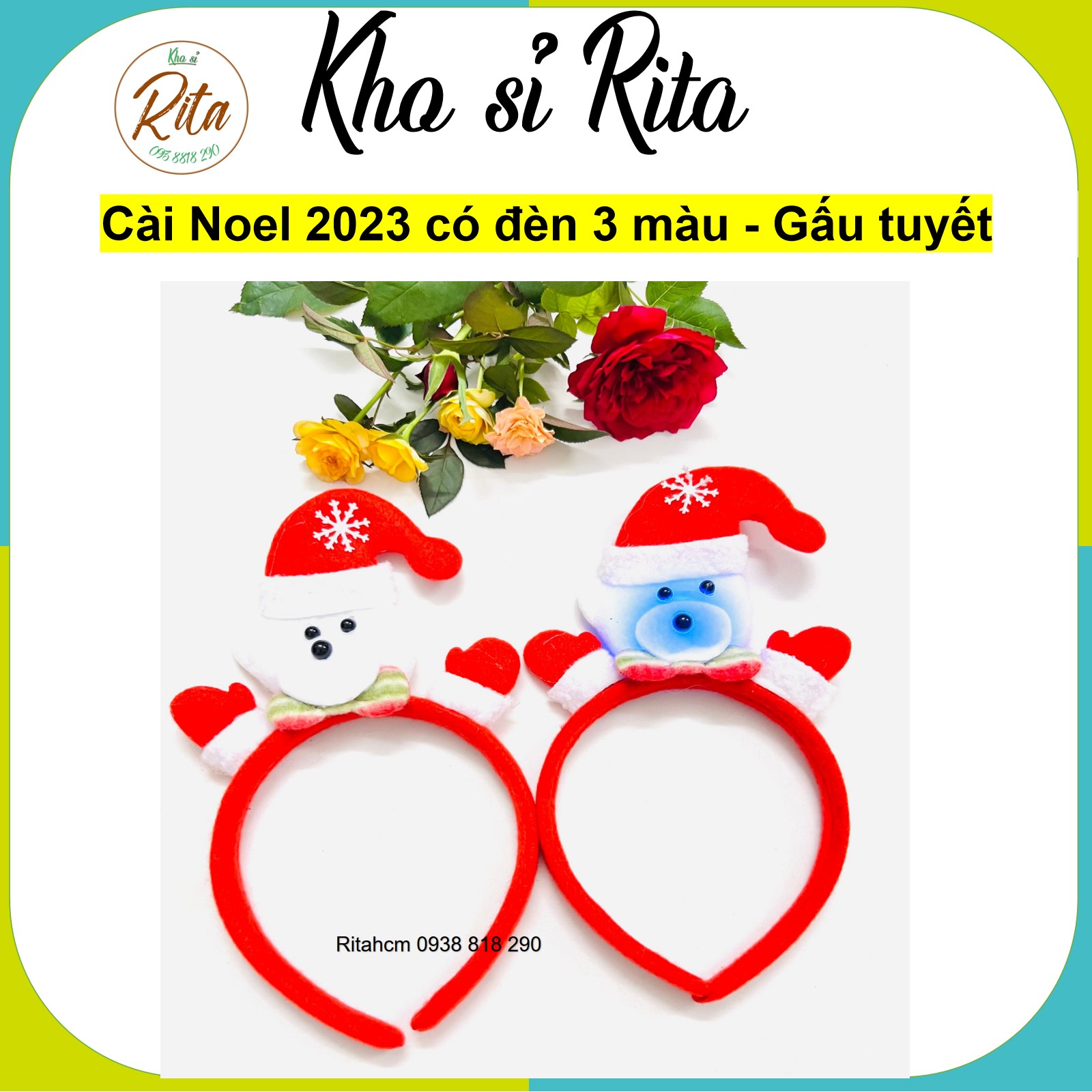 Kho sỉ hcm - cài tóc noel 2023 hot trend có đèn led 3 màu lấp lánh