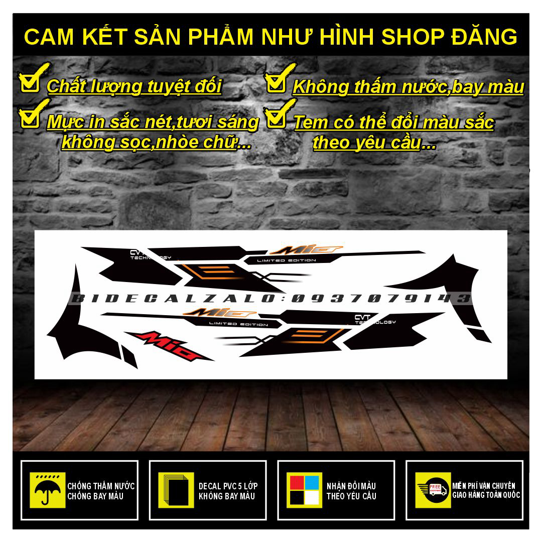 HCM-BIDECAL- TEM RỜI MIO NHỎ ĐỜI ĐẦU PHỐI ĐEN TRẮNG