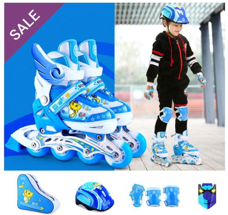 Mua Giày trượt Patin bánh có đèn flash, tặng kèm bảo hộ đầu gối và tay, thuộc bộ sp Giày trượt patin, Ván trượt siêu đẳng, Xe scooter trẻ em, Giày trượt patin