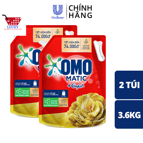 Combo 2 Túi Nước Giặt OMO Matic Comfort (3.6kg/túi) Hương Tinh dầu thơm