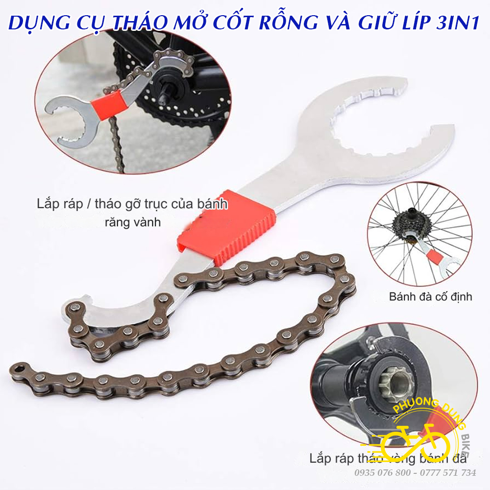 Dụng cụ tháo mở - Cảo trục giữa cốt rỗng và giữ líp 3in1