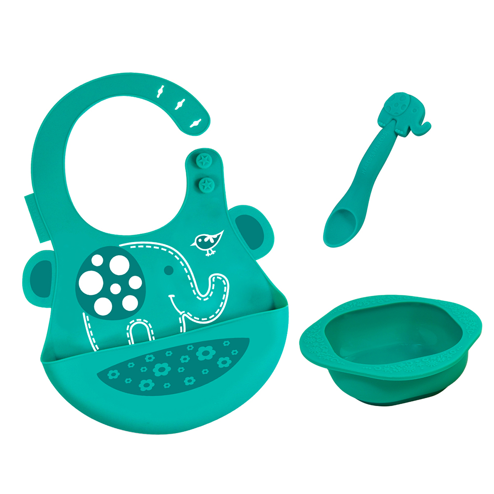Bộ đồ dùng ăn dặm silicon Baby Marcus & Marcus, cho bé từ 6 tháng - Ollie