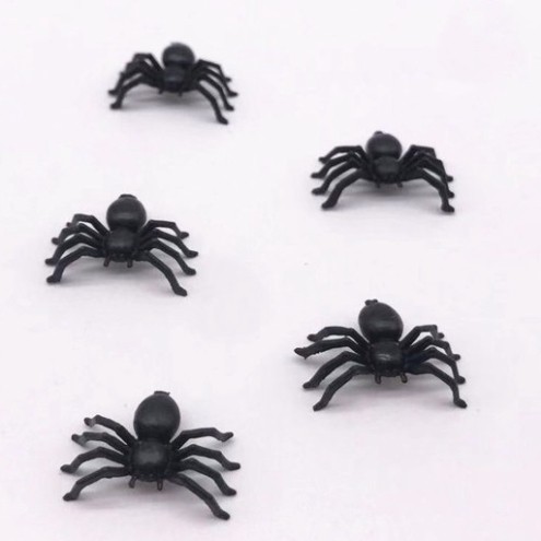 Bộ 5 con nhện mini màu đen nhện giả nhện đồ chơi