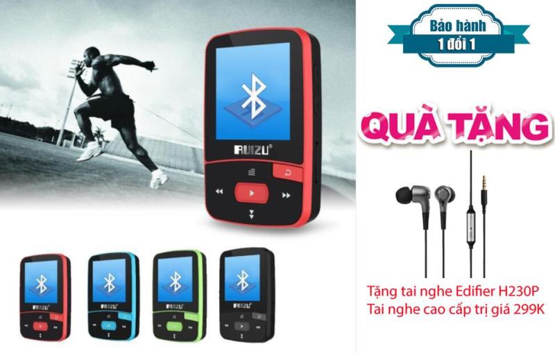 Máy nghe nhạc MP3/MP4 thể thao bluetooth  Ruizu X50 - Mini Sport Mp3 + Tai nghe Kiểm âm cao cấp Edifier H230P