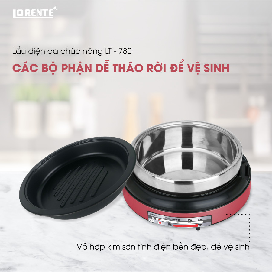 Nồi lẩu nướng đa năng lorente lt 780 - 4 lit