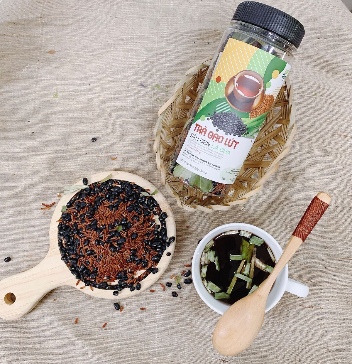 Combo 3 Trà Gạo Lứt Đậu Đen Lá Dứa 350g - Bamboo