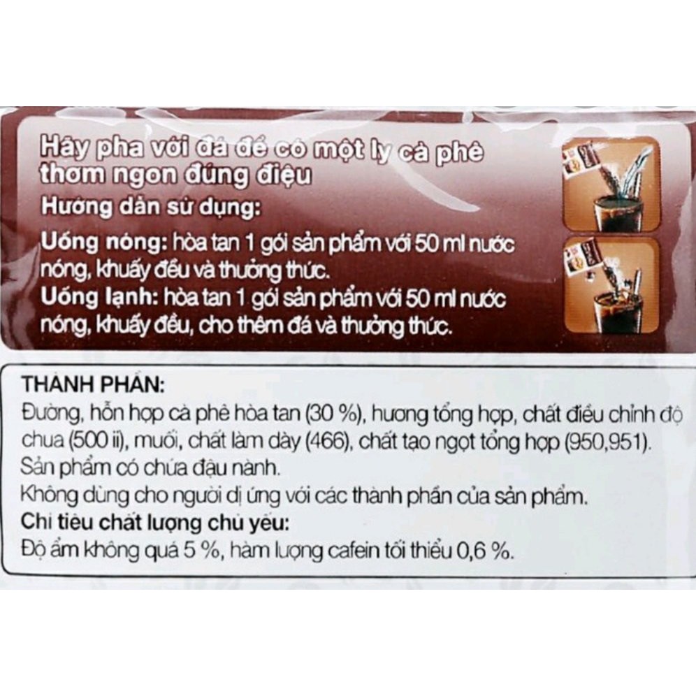 (Túi Lớn) Cà phê phố đen đá bịch ( 50 gói * 16g)