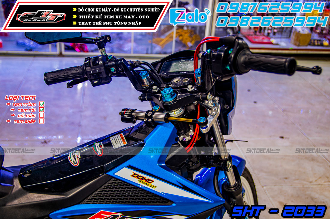tem rời xe satria xanh bạc