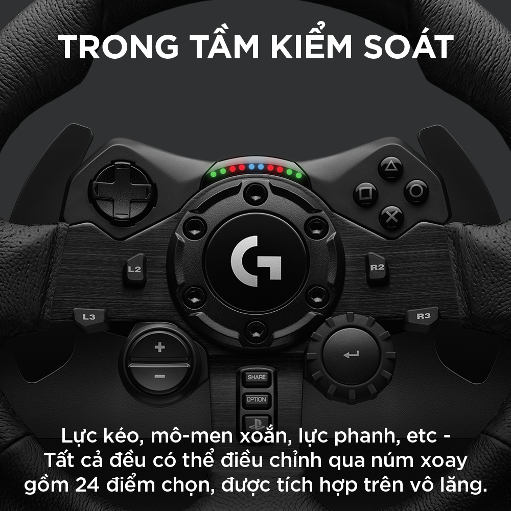 Logitech g923 racing game pedal & steering wheel set-treeforce response high grade leather grips compatible with ps5, PS4, PC, Mac-authentic