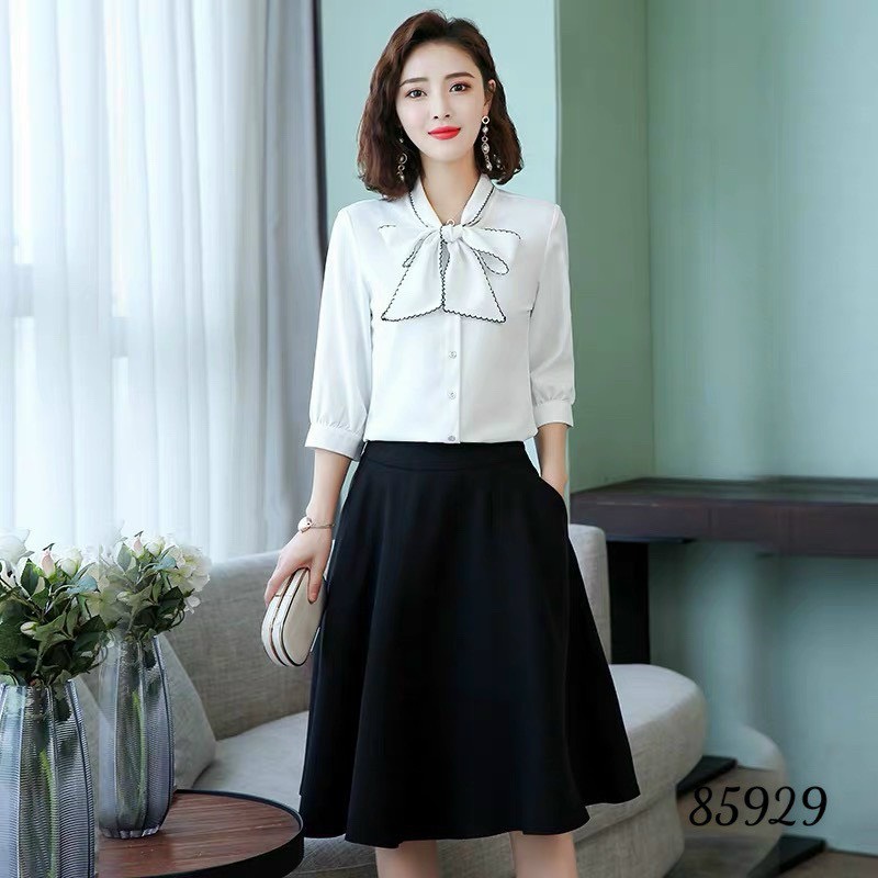 [HCM]SÉT ÁO SƠ MI KIỂU VÀ CHÂN VÁY NỮ CÔNG SỞ ĐẸP TH
