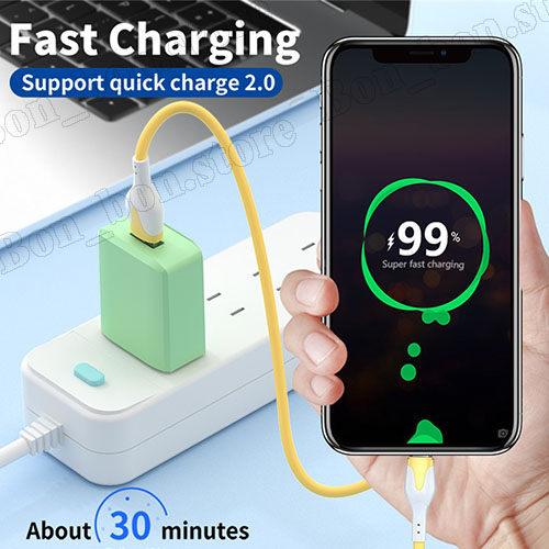 Dây Cáp Sạc Nhanh Silicon Cho iPhone/Samsung Micro USB  và Type C 1m
