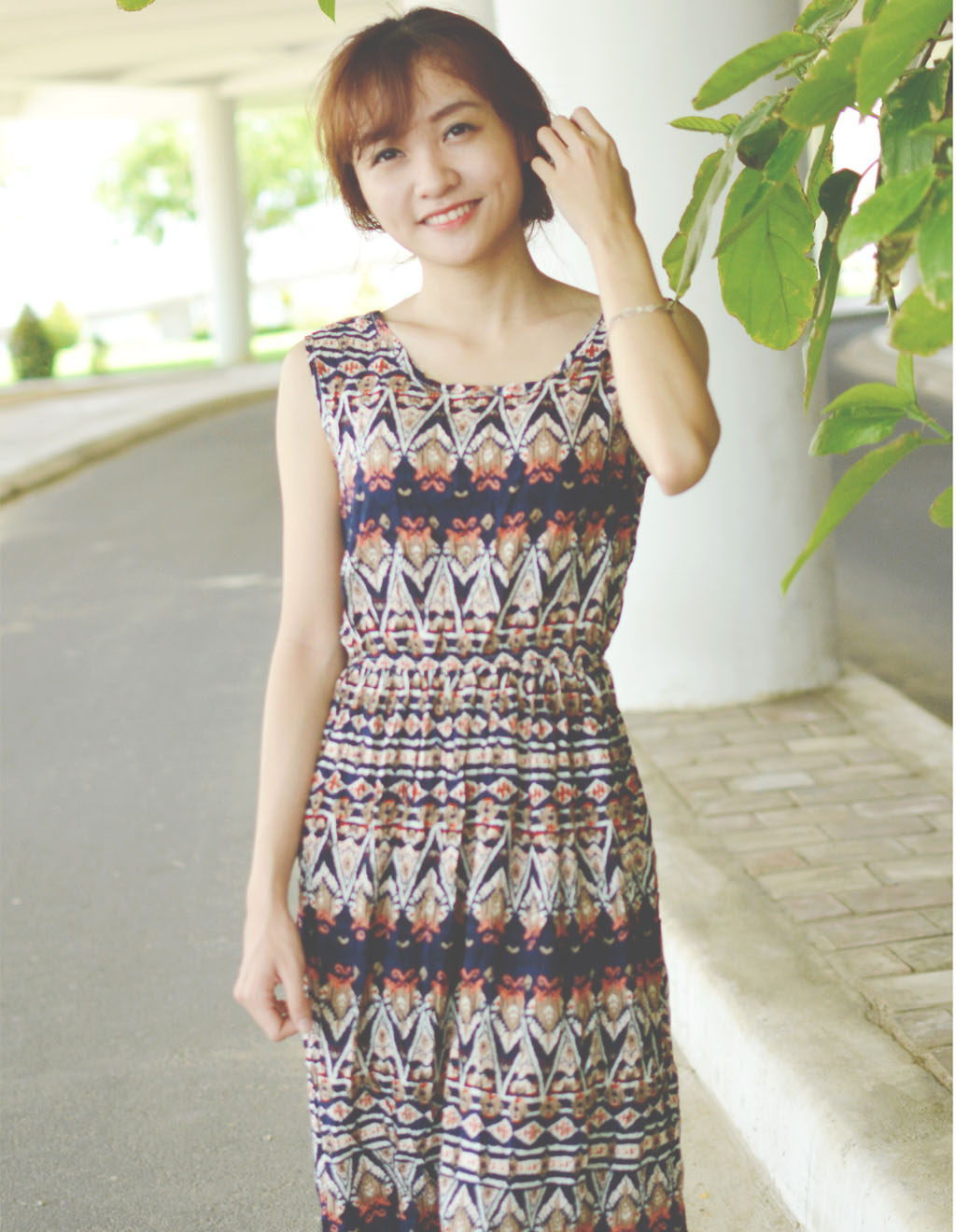 Đầm maxi lanh thái sát nách, cổ tròn, siêu mát, nhiều màu