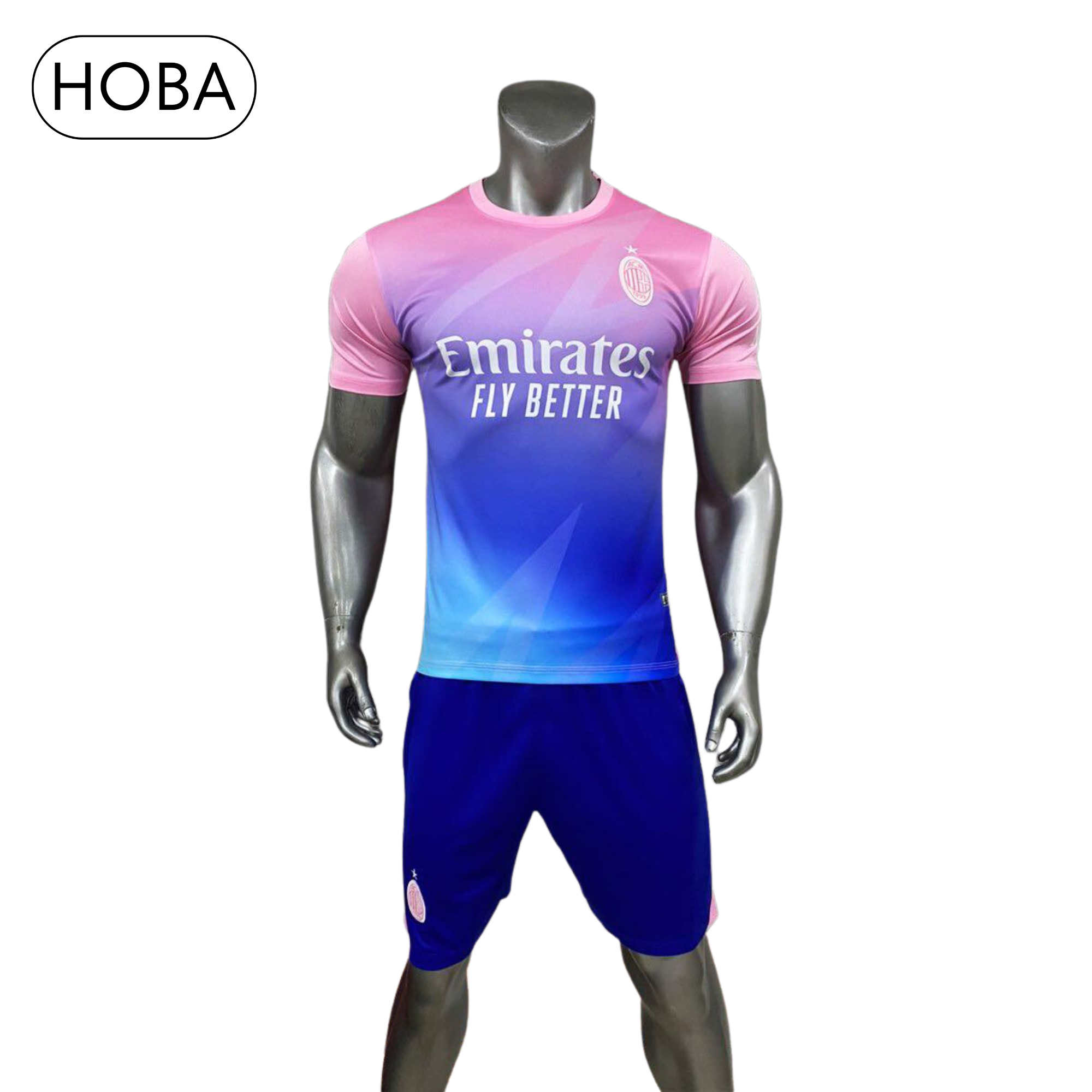 Pink Blue AC Milan soccer jersey set