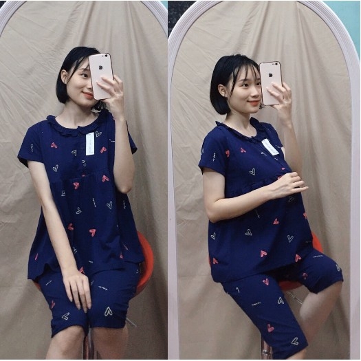 Đồ bộ bầu sau sinh  dáng lửng cao cấp mặc nhà mùa hè