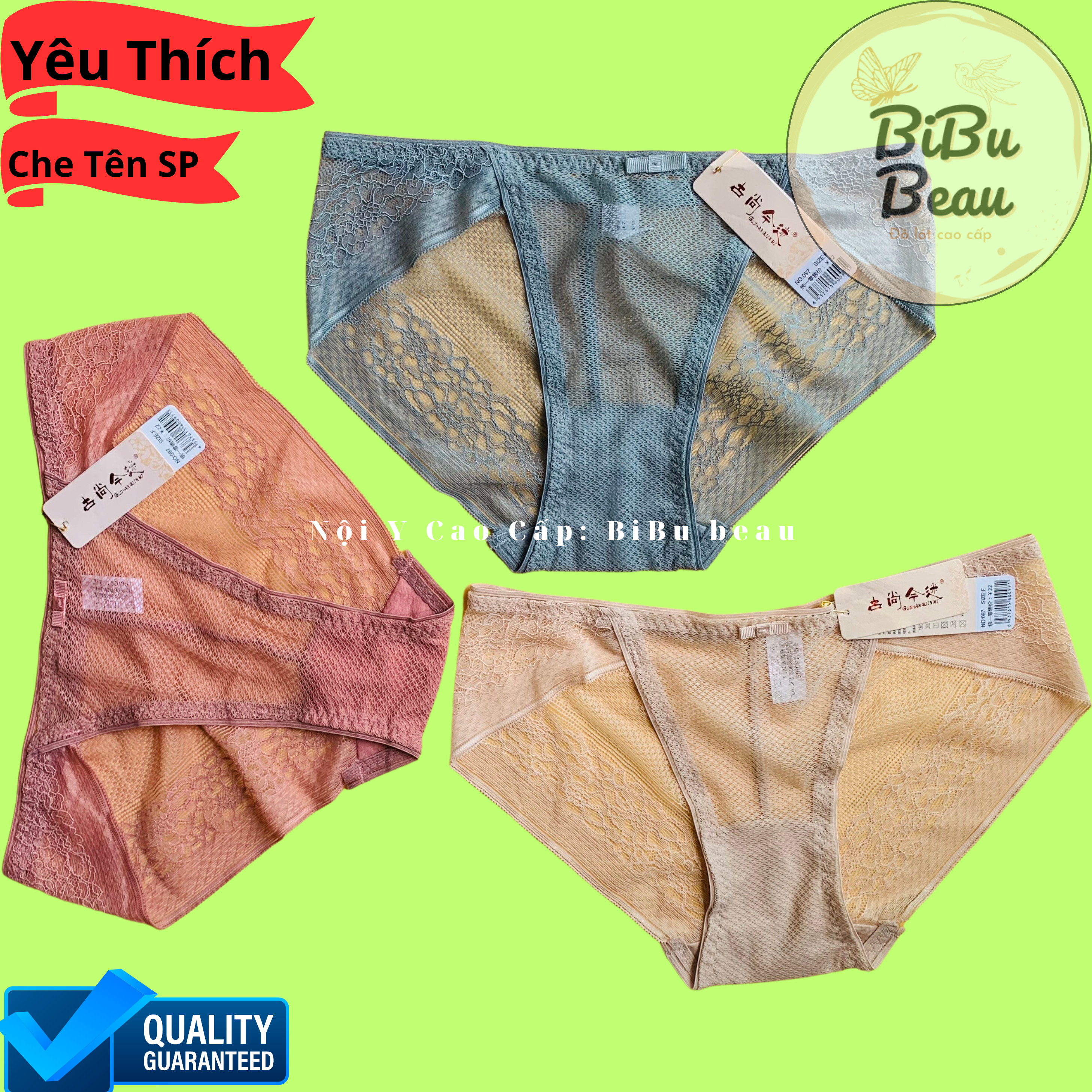 Combo 3 quần lót ren xẻ trước không lằng mông cao cấp , quần chíp nữ nhẹ mát mịn co giãn - nội y cao cấp: bibu beau