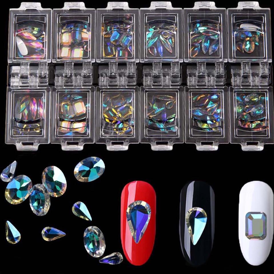 Set 12 cườm đính trang trí móng tay