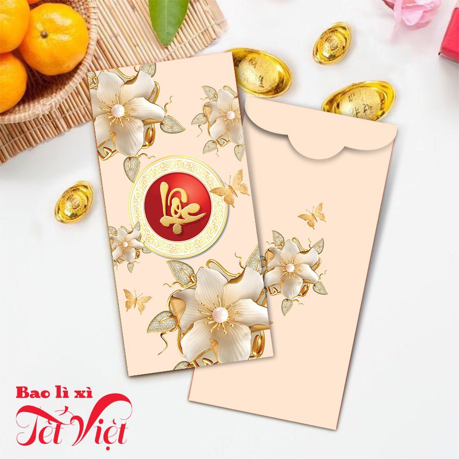 Combo 100 Bao Lì Xì Hoa Sen Trắng Phúc Lộc Thọ