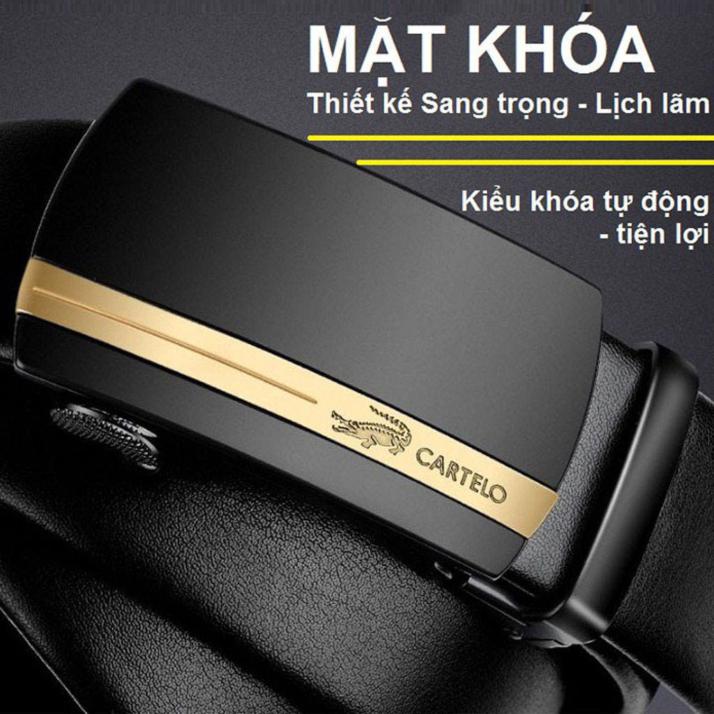 Thắt lưng nam, dây nịt nam da bò Cartelo cao cấp