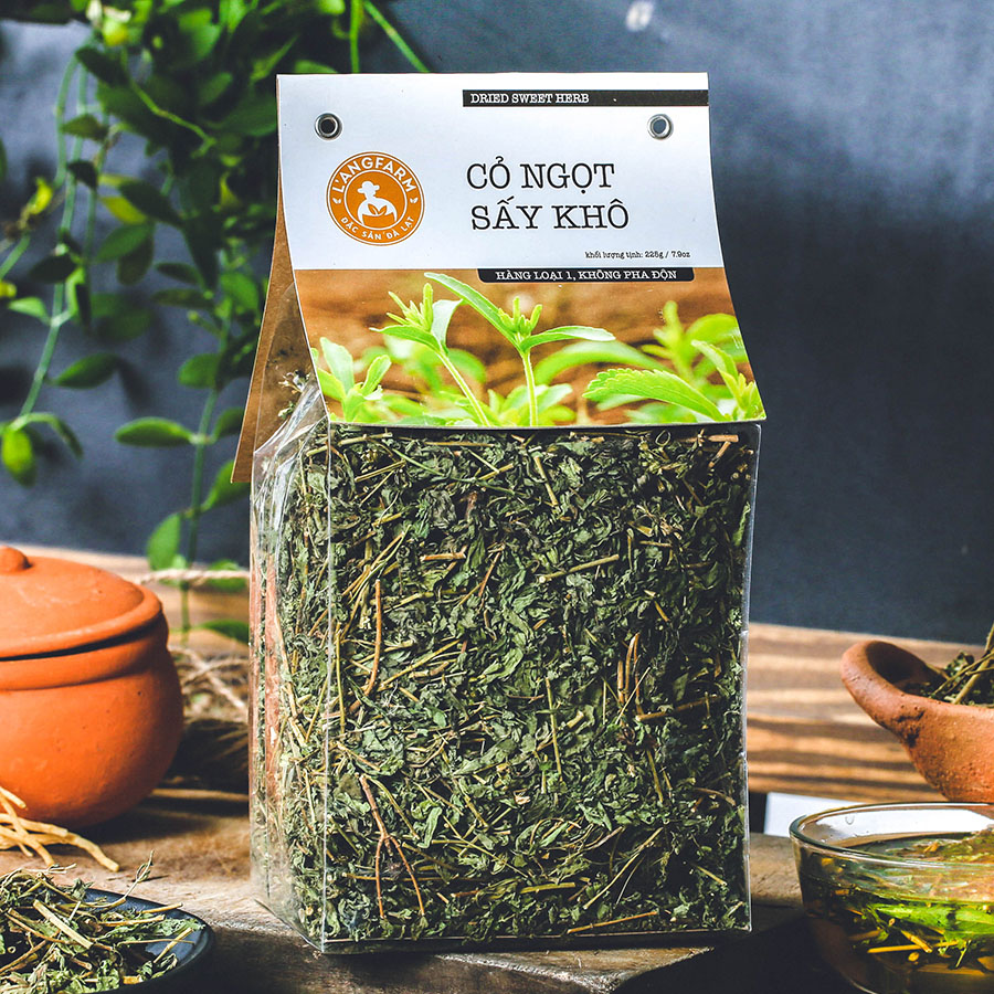 Cỏ ngọt sấy khô đặc sản Langfarm - Thảo mộc cho sức khoẻ, thơm dịu vị thiên nhiên, hàng loại 1