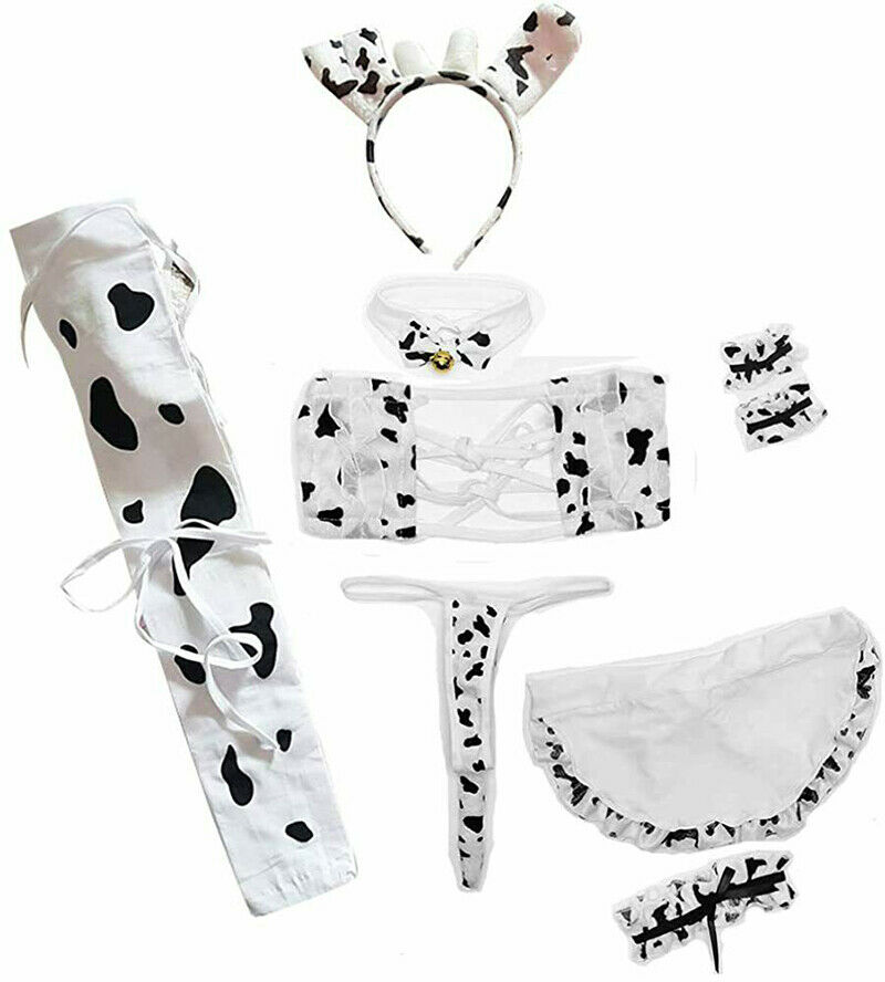 Váy ngủ Cosplay cố giúp việc dễ thương họa tiết bò sữa