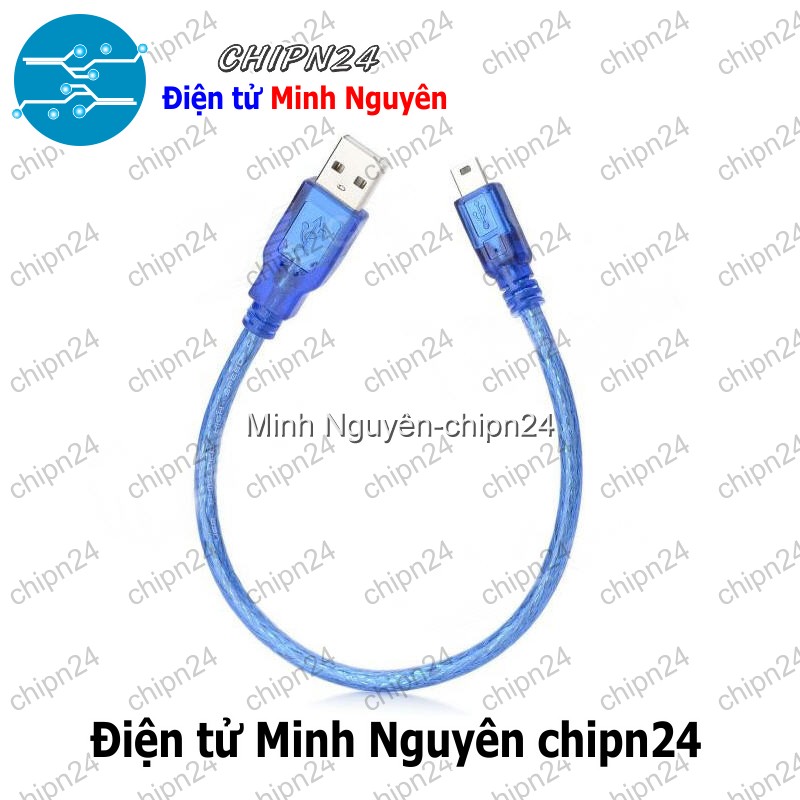 [1 sợi] (P92) Dây USB Mini 2.0 30cm Xanh (Cáp lập trình Arduino Nano 30cm) - HH001201