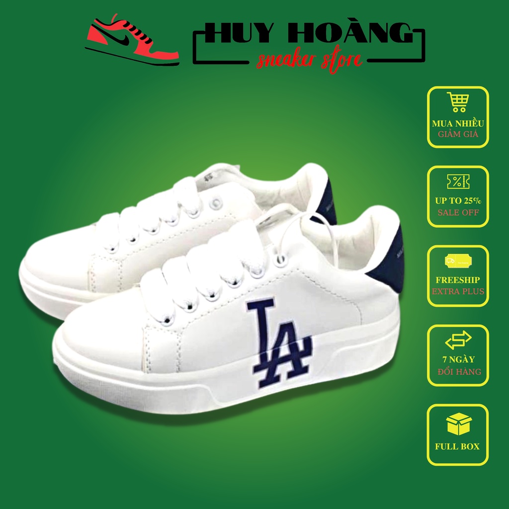 Giày thể thao nam nữ MLB NY màu trắng chữ đen Full Box - Giày NY độn đế tăng chiều cao nam nữ cao cấp hot trend 2022