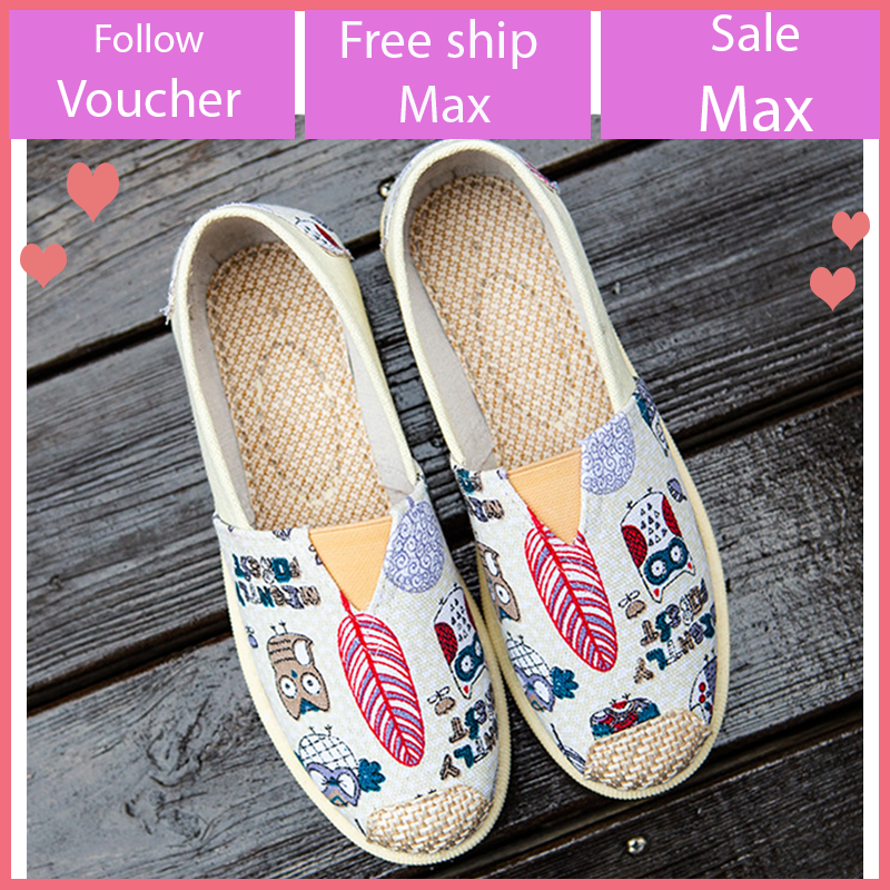 Giày búp bê nữ vải caro đế bằng 2cm đi bộ cực êm chân V189