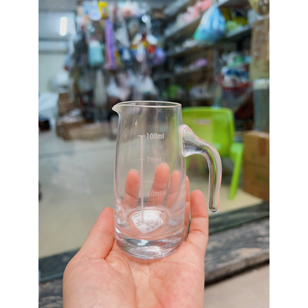 Cốc thủy tinh chia vạch có tay cầm, cốc thủy tinh rót rượυ vang