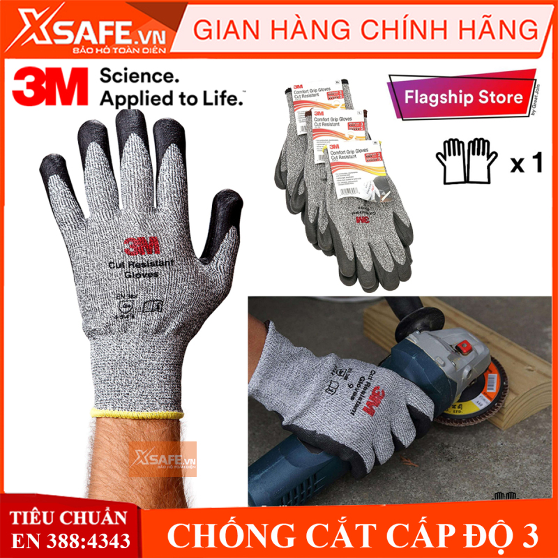 Găng tay chống cắt 3M cấp độ 3 độ khéo léo cao, phủ nitril chống dầu nhớt, bảo tay bảo hộ chuyên dụng cho cơ khí, kỹ thuật, làm việc với tôn, sắt, thủy tinh - Sản phẩm chính hãng XSAFE