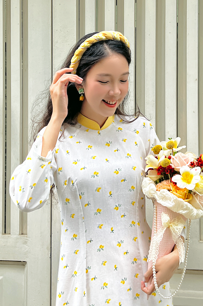 Sumire Store Áo dài linen hoa Ý Nhiên