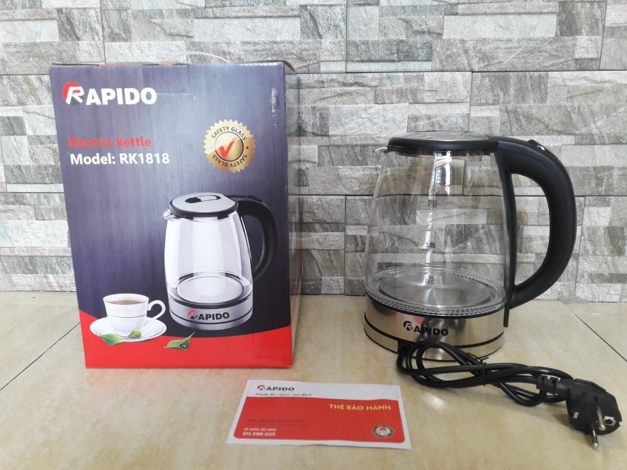 Bình đun siêu tốc thủy tinh Rapido RK1818 (1.8 lít)