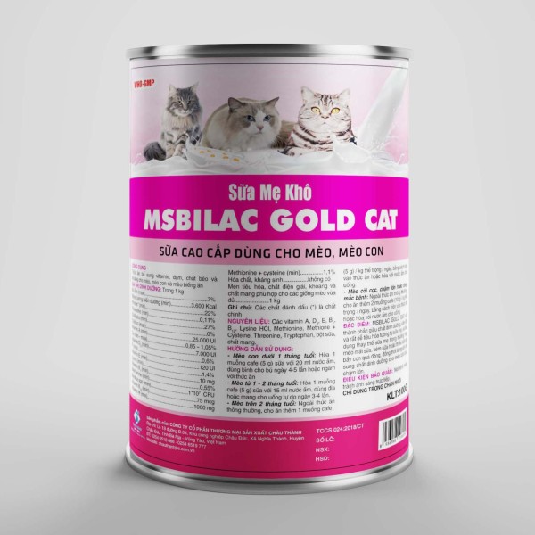Sữa cao cấp cho chó mèo không tiêu chảy - MsBilac Gold Cat 330g