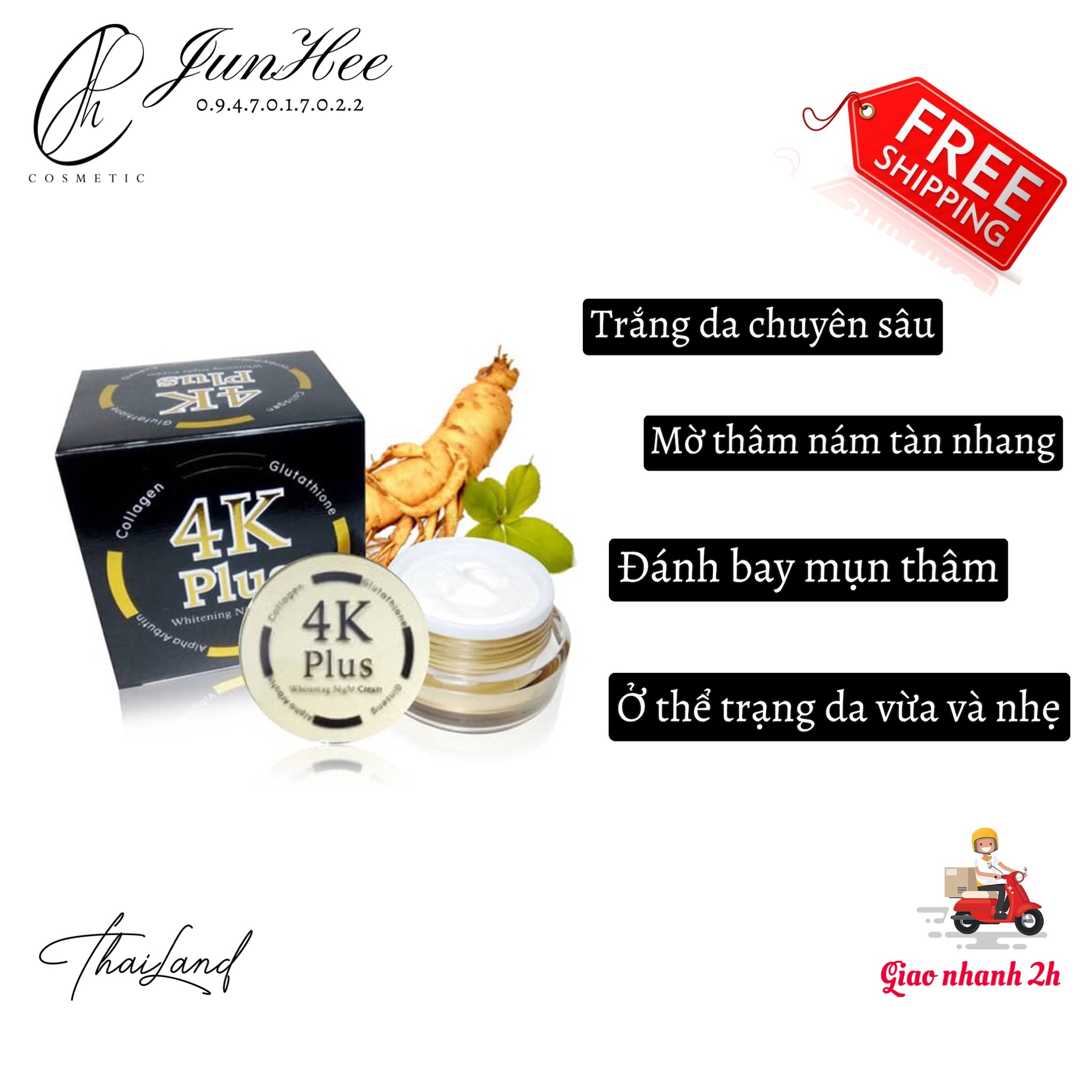 [ JunHee AUTH ] Kem 4K Plus Berry Plus 4K đỏ Thái Lan chính hãng