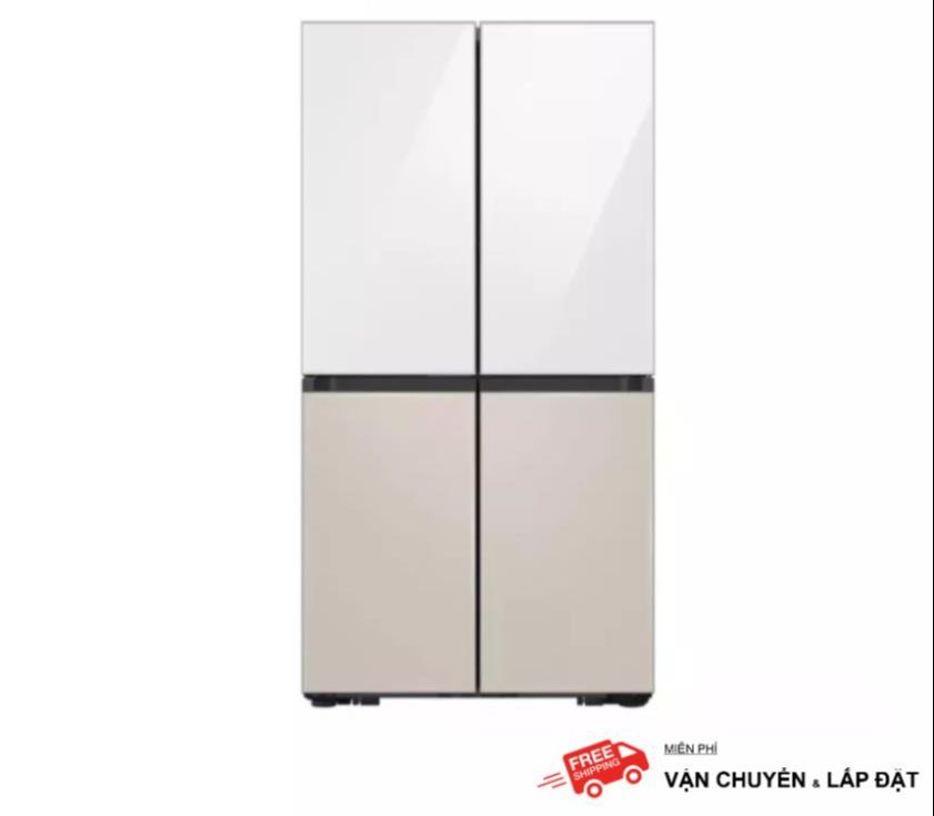 Tủ lạnh samsung bespoke 4 cửa với beverage center™ màu trắng/be, 648l rf59cb66f8s/sv