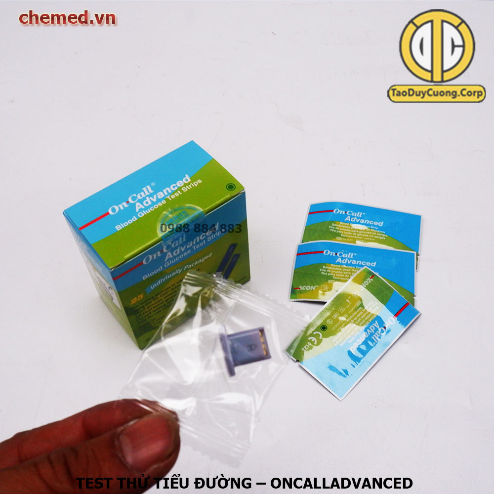 { 25 que/ 1hộp } Que test thử tiểu đường OnCallAdvanced hàng chính hãng