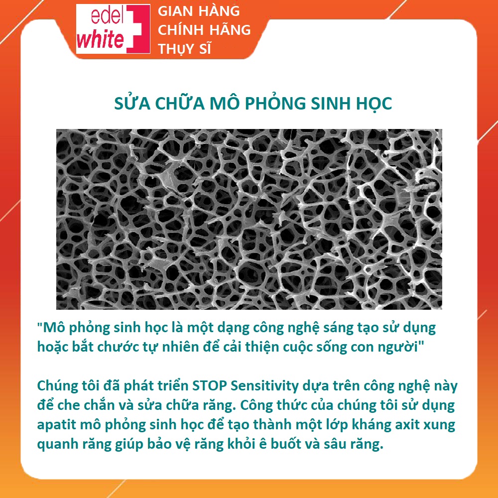 Kem đánh răng cho răng nhạy cảm STOP Sensitivity edelwhite cao cấp Thụy Sĩ