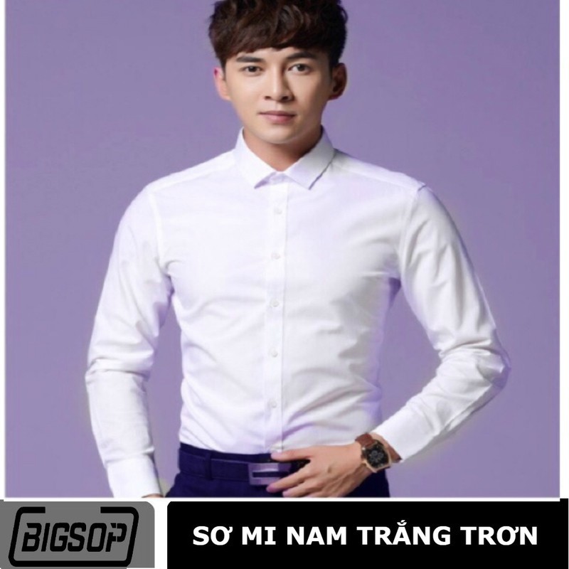 Áo sơ mi nam bigsop trắng dài tay dáng hàn quốc