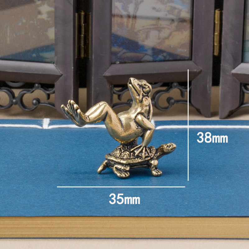 Tượng Phong Thủy Hình Rùa Cõng Ếch (Kích Thước: 3.2 x 2.5cm)