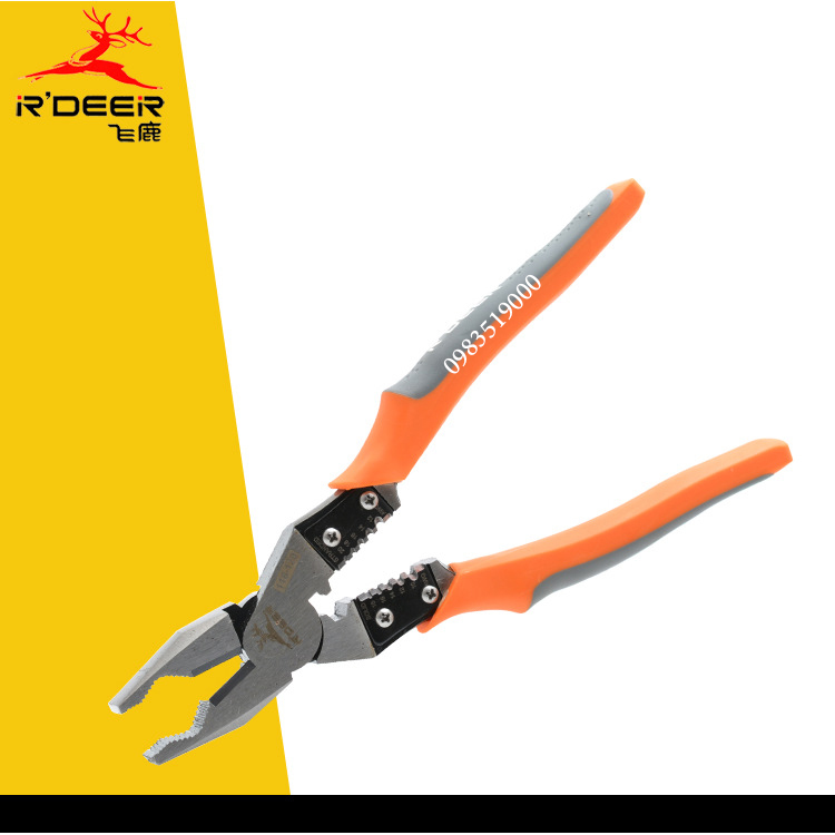 Kìm điện đa năng cao cấp 4 trong 1 R'DEER 118-129 9inch-225mm Kẹp-Cắt-Uốn-Tuốt dây - 118-129