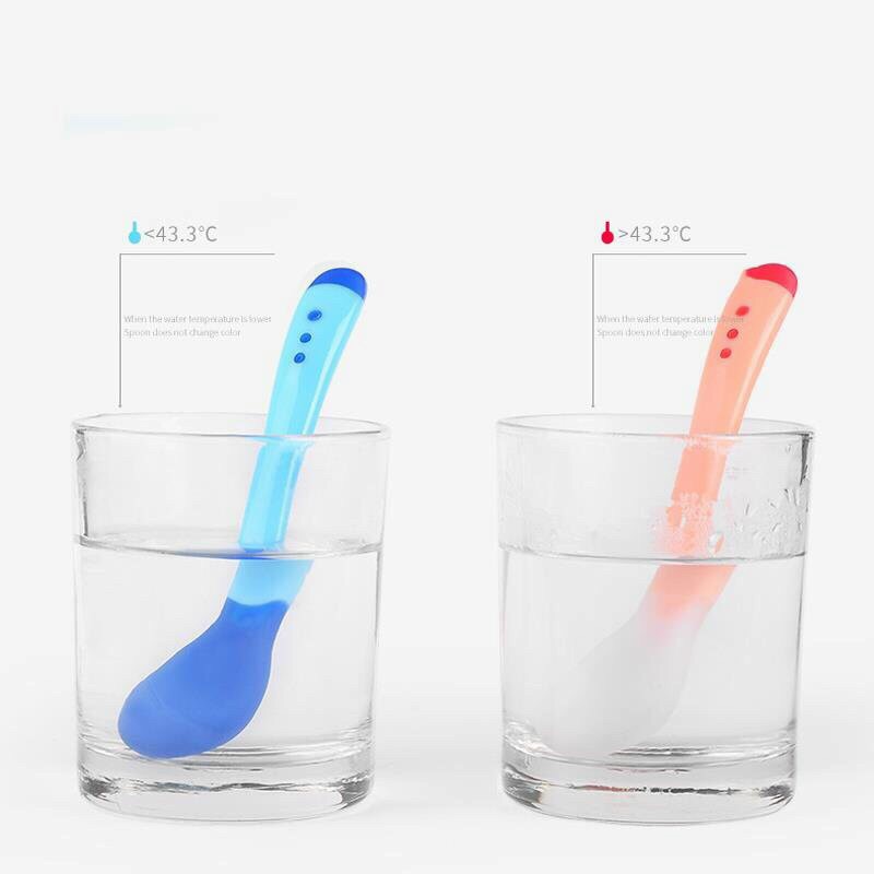 Set 2 Thìa silicon ăn dặm báo nóng cho bé