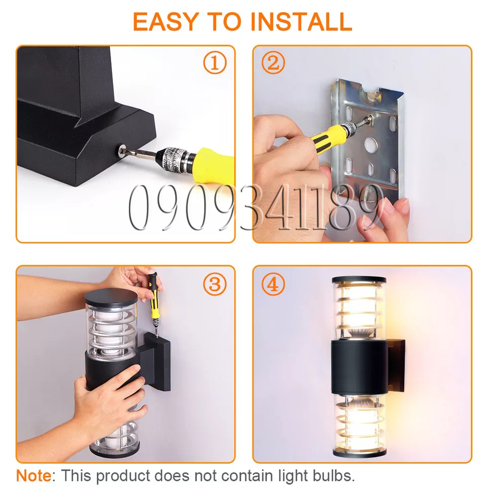 [HCM]ĐÈN VÁCH TƯỜNG NGOÀI TRỜI(Shop tặng kèm bóng LED)