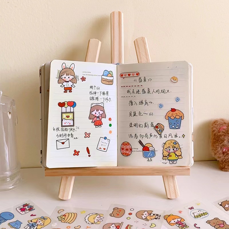 Hình dán sticker gấu siêu siêu cute vẽ nhiều hình khác nhau trang trí sổ tay, máy tính,góc học tập - LUMBLEY