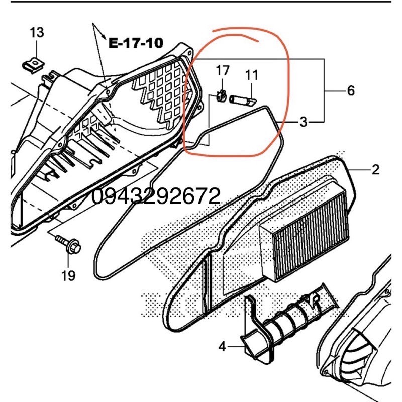 Ống xả cặn bầu lọc khí xe ga Honda ZIN