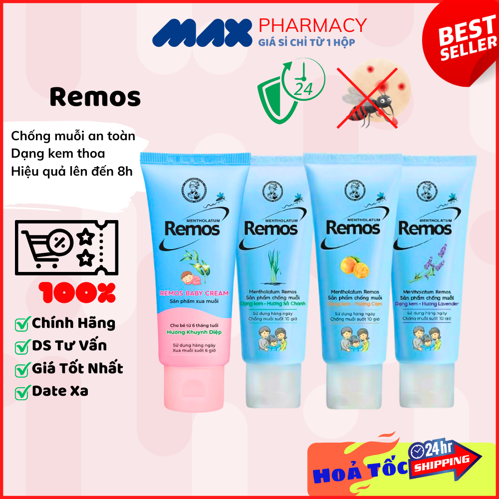 KEM bôi da chống muỗi, ngăn ngừa muỗi đốt Kem Remos Rohto Mentholatum tuýp 70g - Maxpharmacy