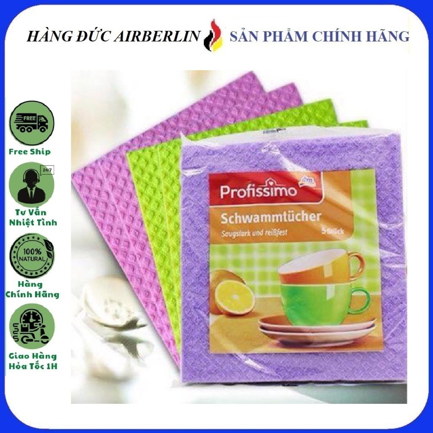 Khăn lau đa năng xốp vải profissimo đức