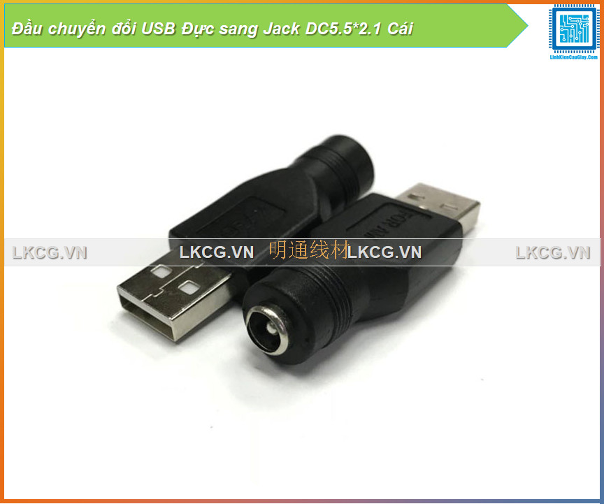 Đầu chuyển đổi usb đực sang jack dc5.5*2.1 cái