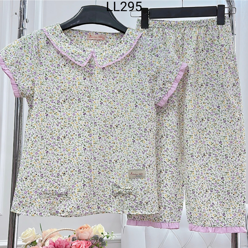 (Bunnysky) Đồ bộ mặc nhà nữ, lửng lụa hoa nhí mềm mát