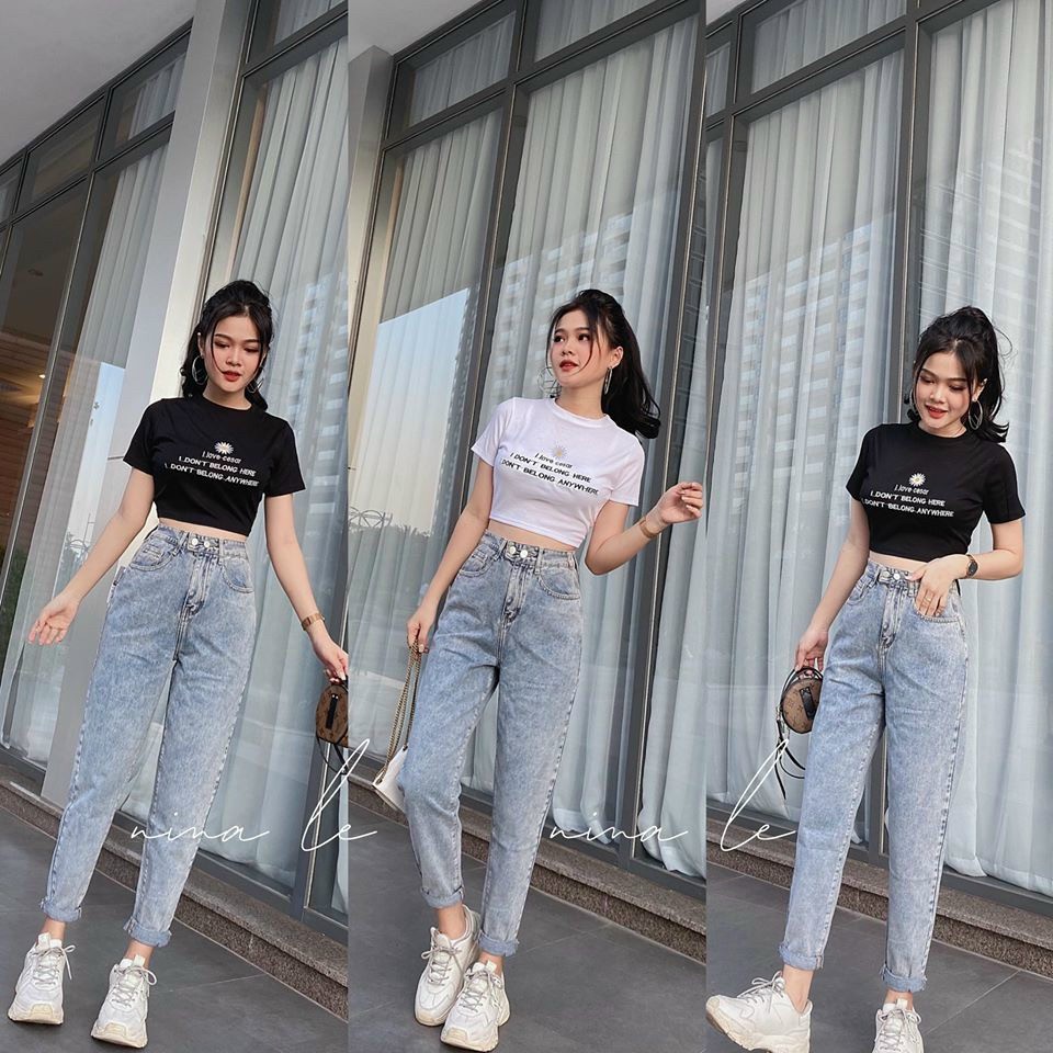 [HCM]Áo croptop thêu hoa cúc